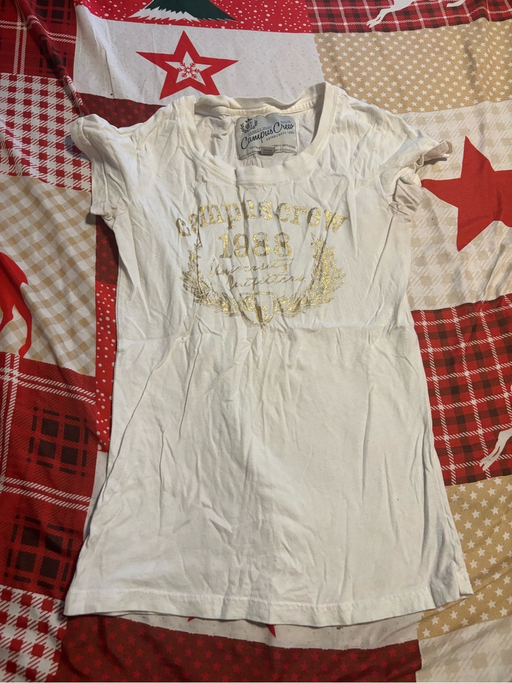 Campus Heritage White Short Sleeve Tee with Gold Logo